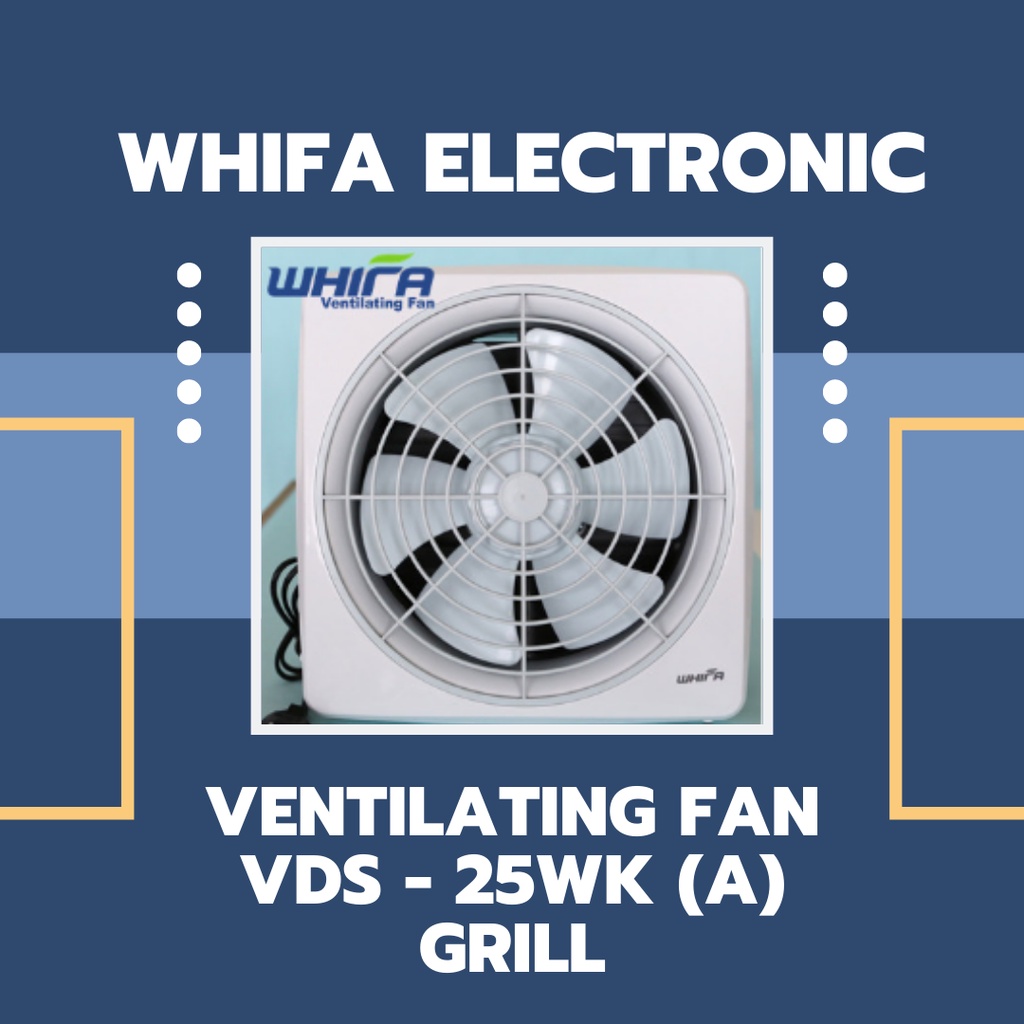 Jual WHIFA Exhaust Fan 10 Inch Automatic Grill BLDC Motor VDS25WK(A)Grill/Ventilating Fan