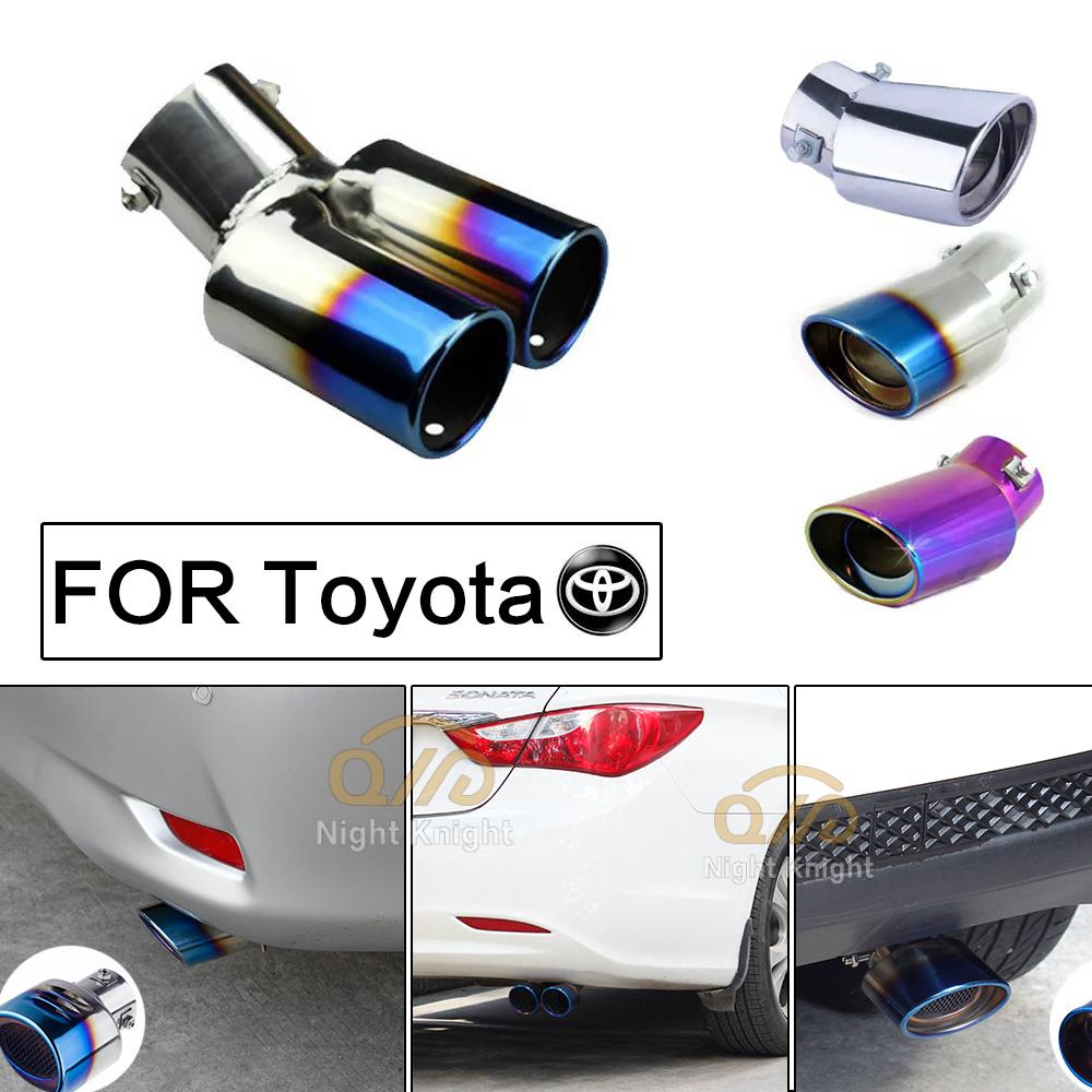 Ujung Knalpot Mobil Muffler Pipa Stainless Steel Chrome Trim Modifikasi Pipa Ekor Knalpot Pipa knalpot roda belakang mobil For Toyota Camry Altis Vigo Fortuner CHR Vios Yaris Ativ Hilux REVO Avanza sienta hiace commuter innova Fortuner