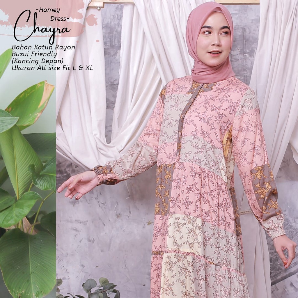 Termurah - Gamis Dewasa Homey Dress Motif Chayra Bahan Katun Rayon Premium Nyaman Dipakai | Bisa Cod