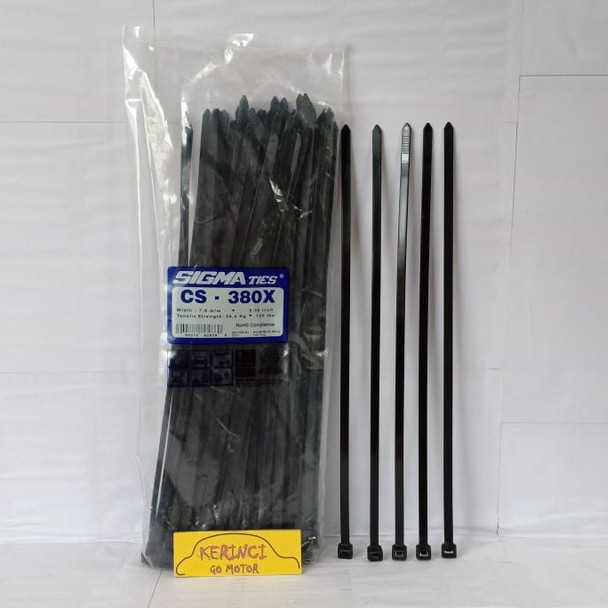 KABEL TIES SIGMA CS 380X LEBAR HITAM 38cm 1 PACK - KABEL TIS INSULOK