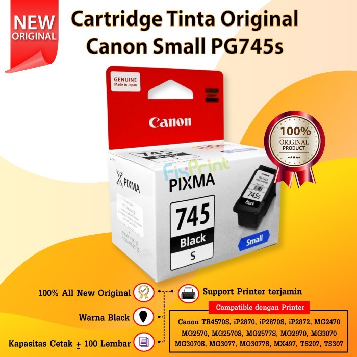 Cartridge Canon PG 745s PG745s 745 Small Tinta iP2870S MG2570S TR4570S