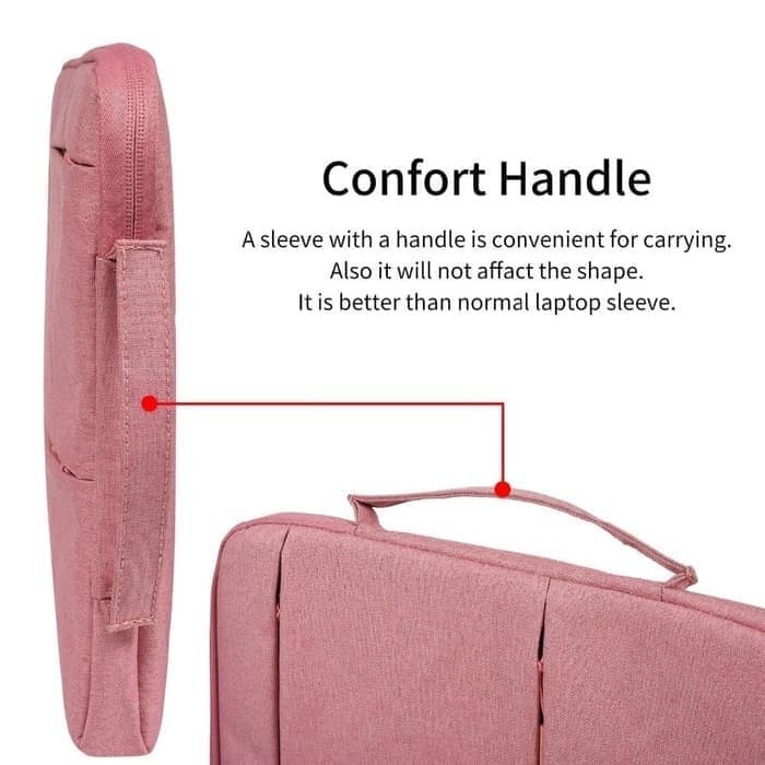 Tas Laptop Jinjing Pocket Nylon Waterproof 14 inch - Pink