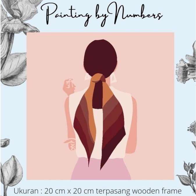 

DIY painting by number 20x20cm kerajinan tangan - LADY PINK
