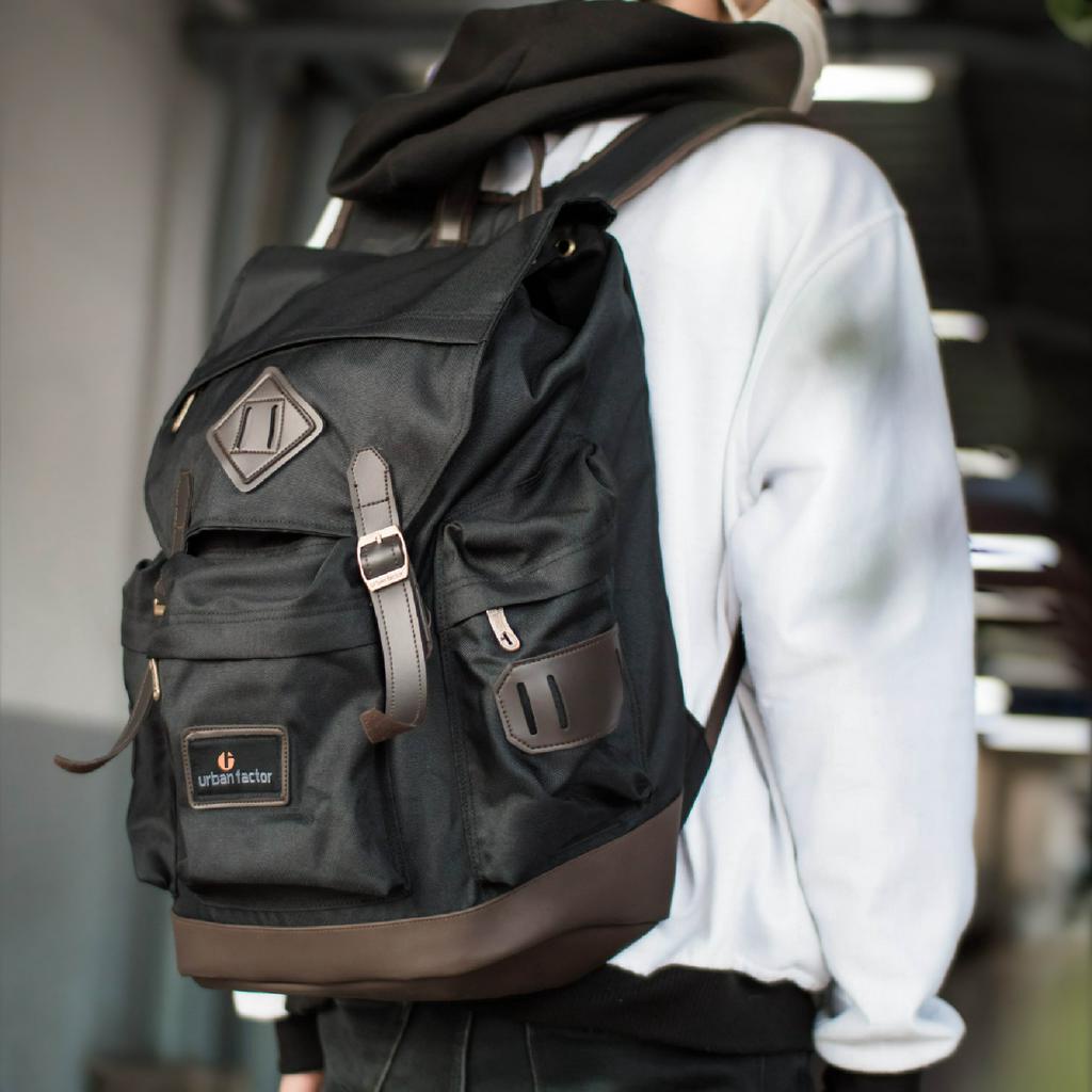 Tas Ransel Pria Wanita Backpack Laptop Gendong Punggung Sekolah Kerja Kuliah Travelling Original Urban Bs Black