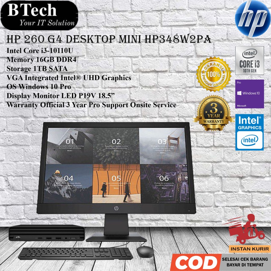 HP 260 G4 Desktop Mini HPQ348W2PA i3-10110U/16GB/1TB/W10P/3YR
