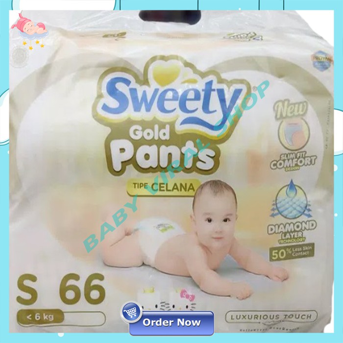 Sweety Gold Pants S66 Sweety Gold Popok Celana Anak Popok Bayi Sweety Gold ukuran S isi 66pc NS 132