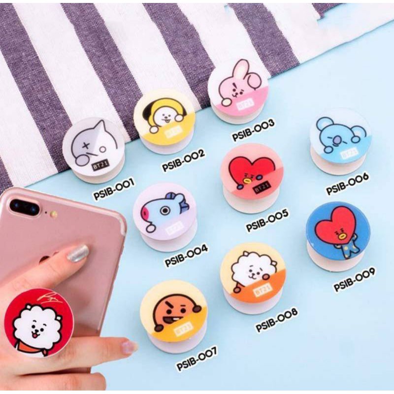 BT21 Popsocket Ring Pop Soket Socket Tempelan Gantungan HP Phone Holder