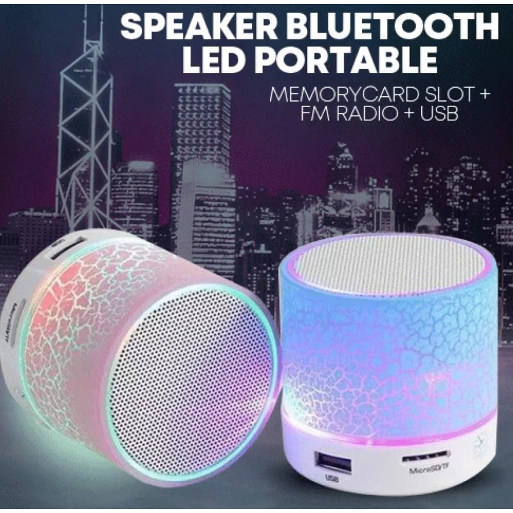 Speaker Mini Bluetooth Retak LED BT Audio Bulat Kecil Lampu Music MP3 Receiver / Speaker Bluetooth Murah Retak with LED mini