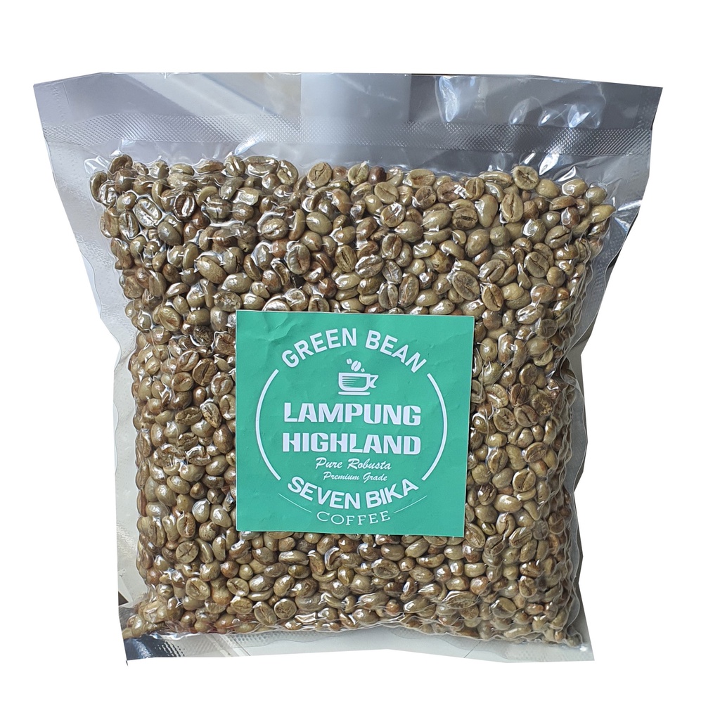 Seven Bika LAMPUNG HIGHLAND Pure Robusta GREEN BEANS [BIJI KOPI MENTAH] Grade1 1 Kg