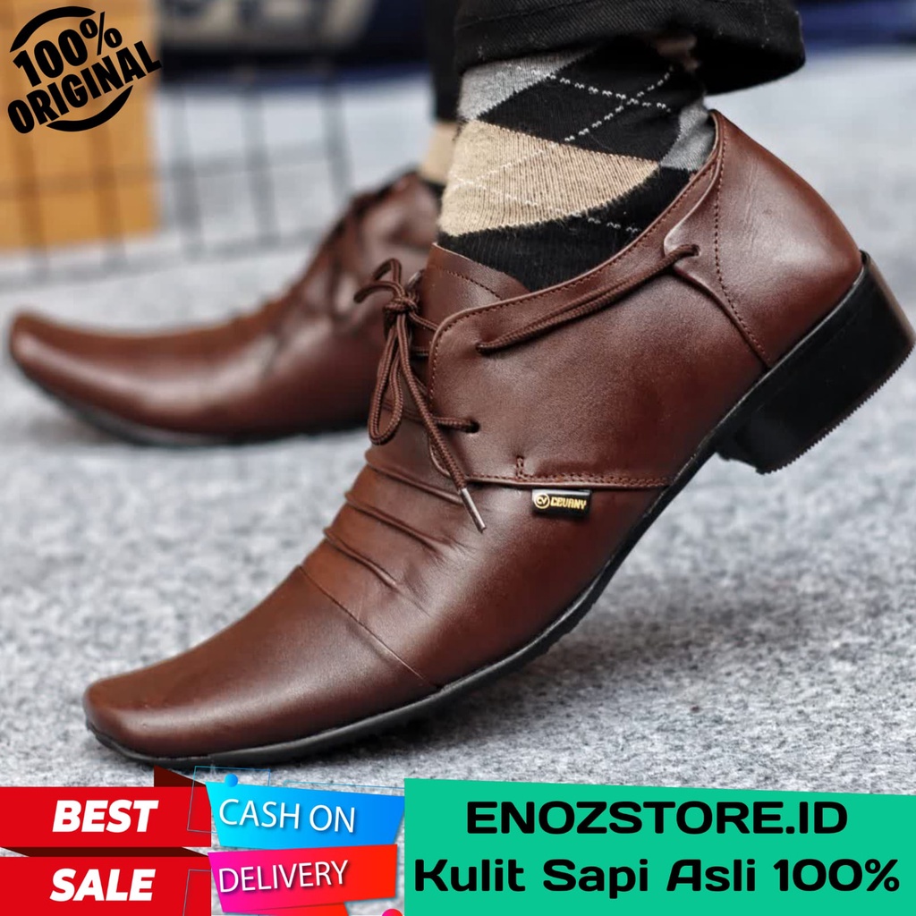 ENOZ X CHOPRA - Sepatu Kerja Pria Kulit Asli Original Sepatu Pantofel Formal Pesta Cowok Trendy