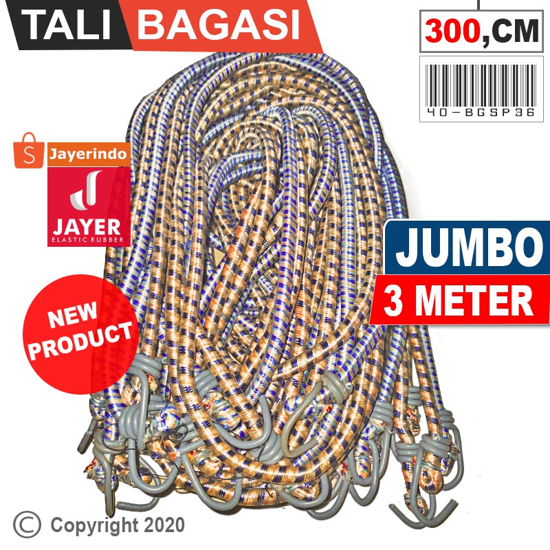 Tali Karet Pengikat Barang di Motor / Tali  bagasi  3 Meter FULL Size JUMBO untuk Motor/ Mobil