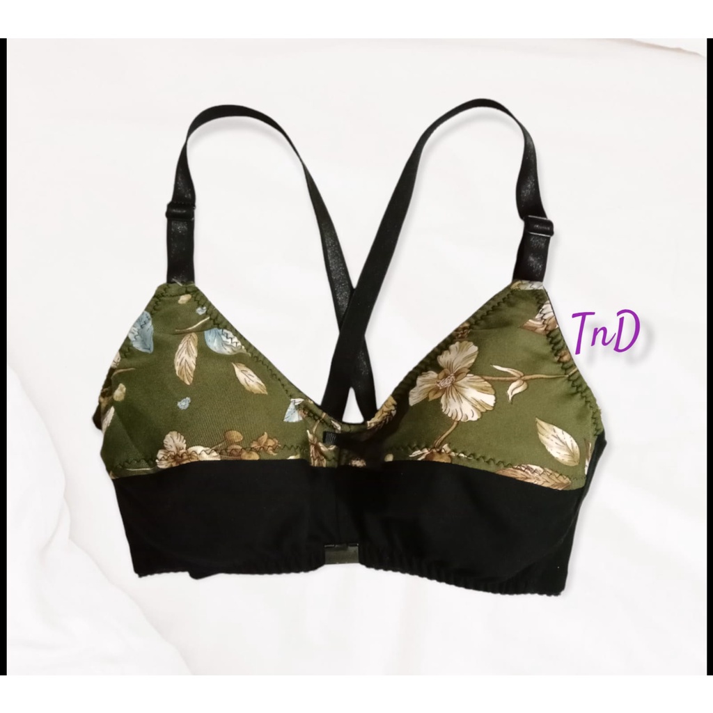 BH/BRA MOTIF BUNGA WARNA ARMY TANPA BUSA