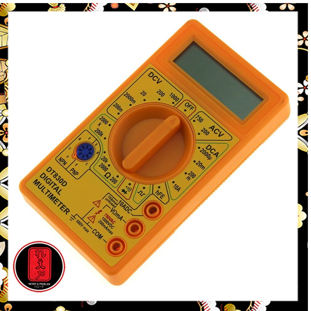 Mini Pocket Digital Multimeter AC/DC Voltage Tester - DT-830D - Yellow