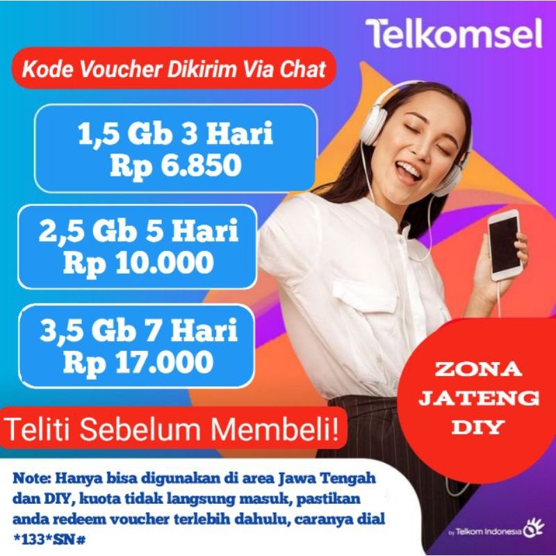 Voucher Telkomsel Jateng DIY (kirim kode voucher via chat)
