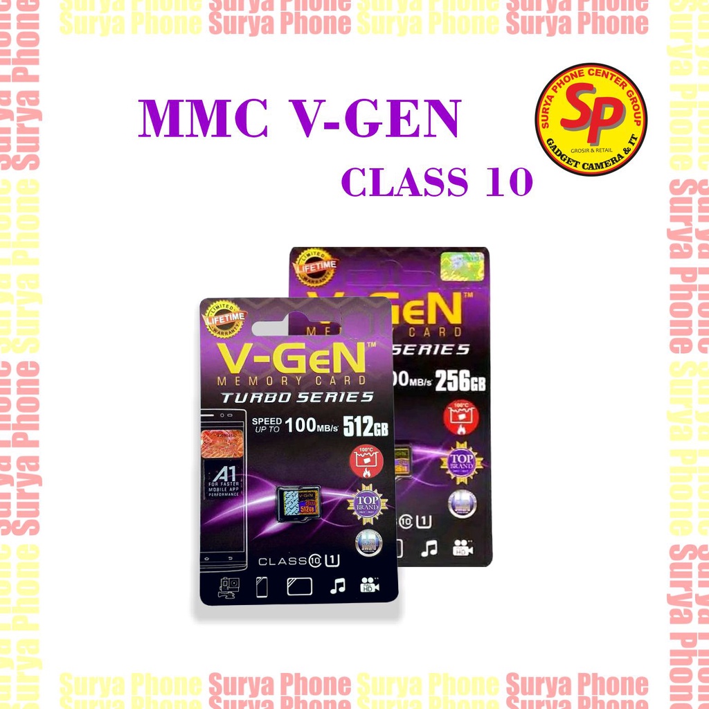 MMC V-GEN CLASS 10 256 GB 512 GB  Memori Micro SD Original