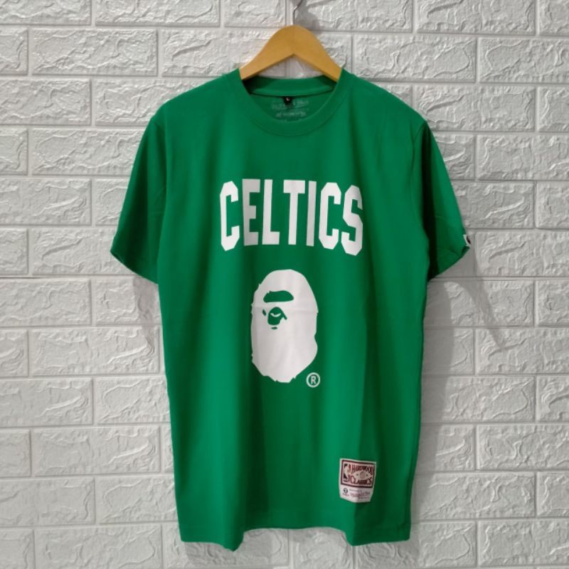 kaos celtics x bape nba premium pria wanita