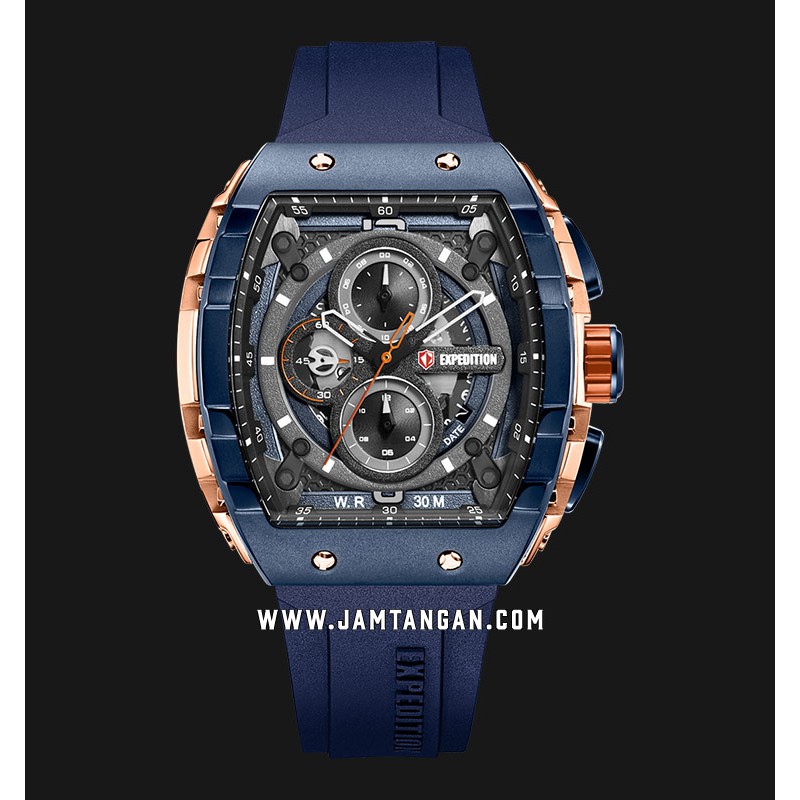 Expedition E 6782 MC RURBU Chronograph Blue Dial Blue Rubber Strap