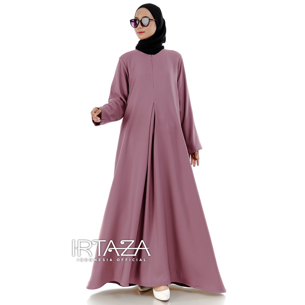 Gamis Abaya Polos Rainbow Twill Shakila Dress Busana Muslimah-Abaya Rosewood