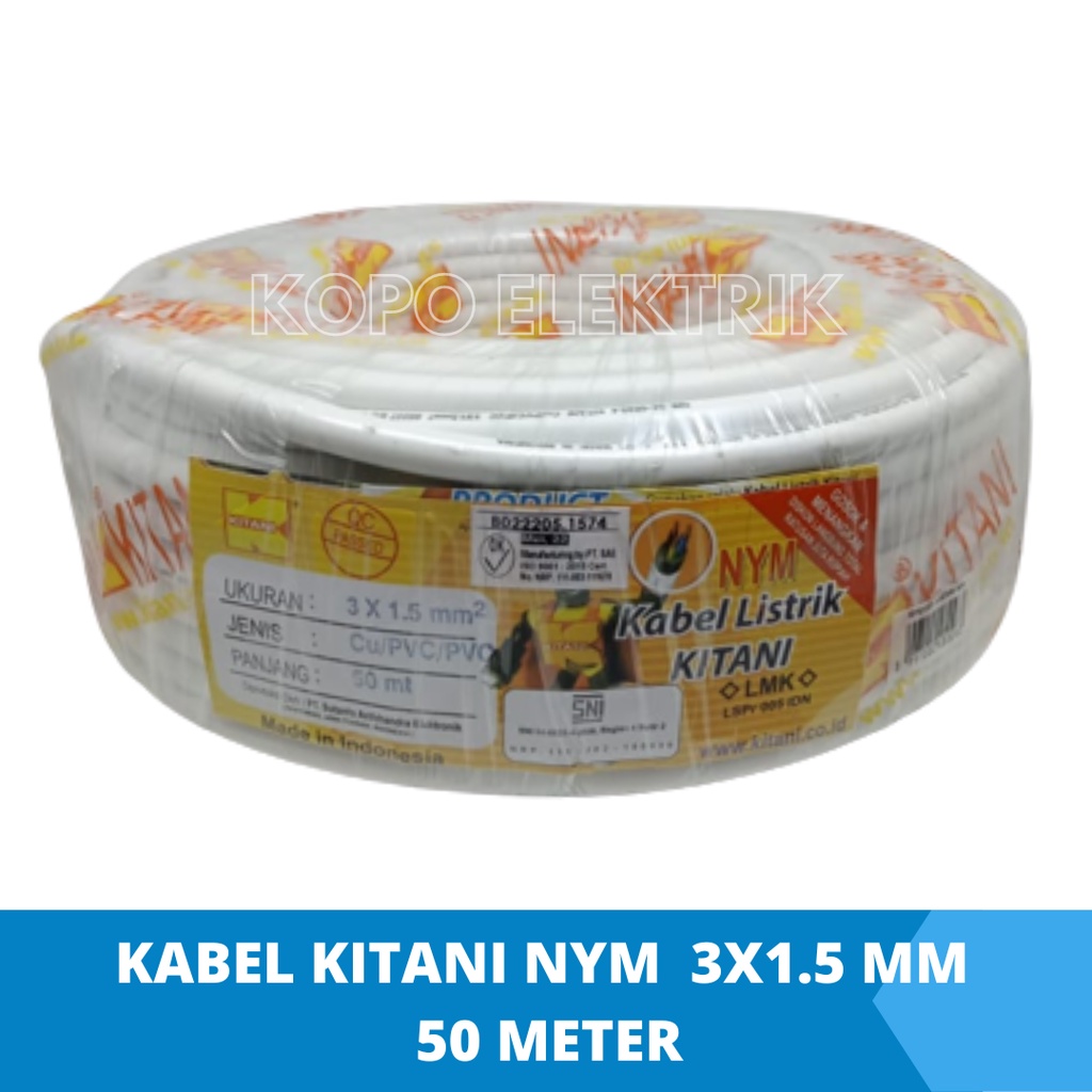 Kabel Listrik Kitani NYM 3x1.5 mm 50 Meter