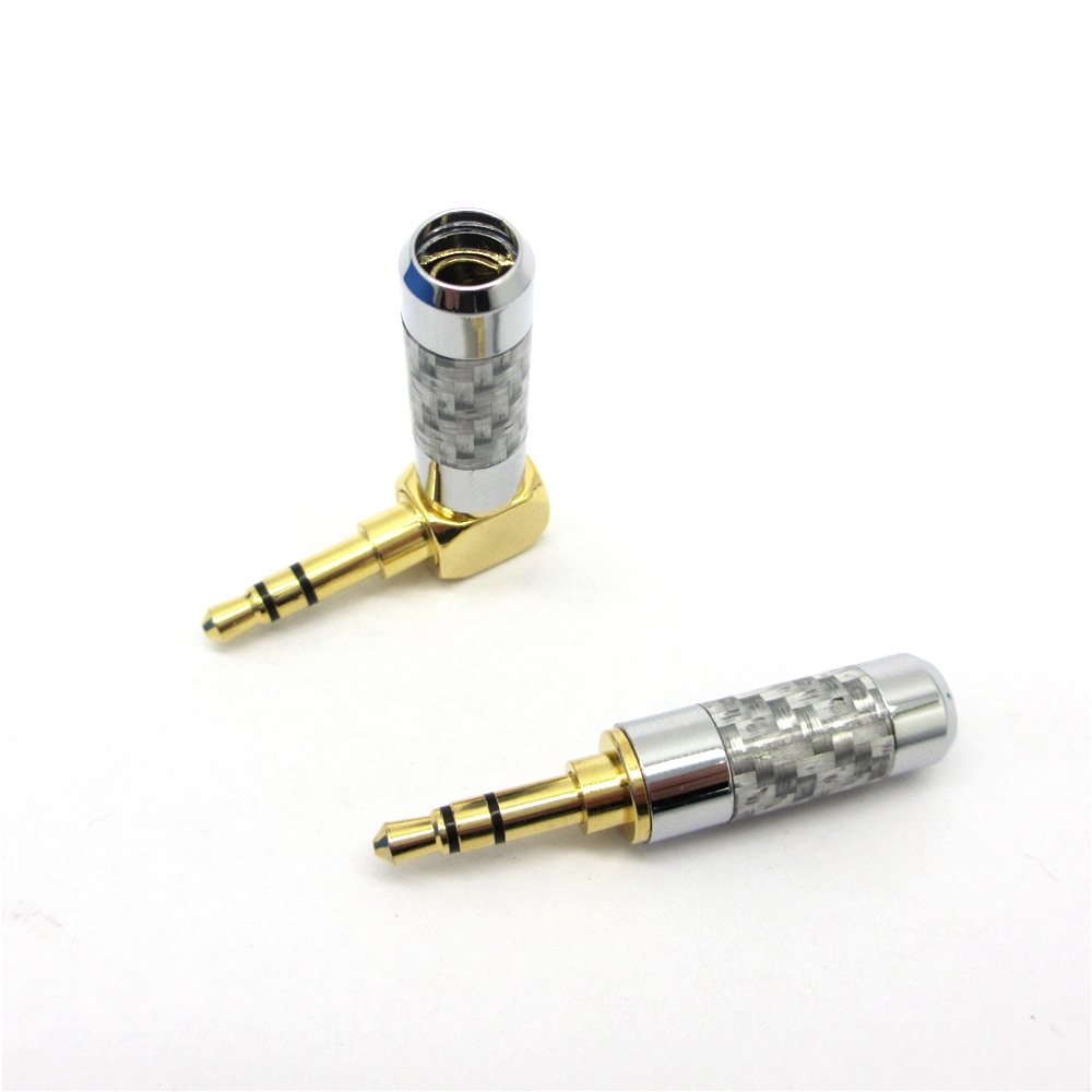 1 pcs 3.5mm Audio Jack Carbon Fiber silver plate DIY Earphone Plug Connetor