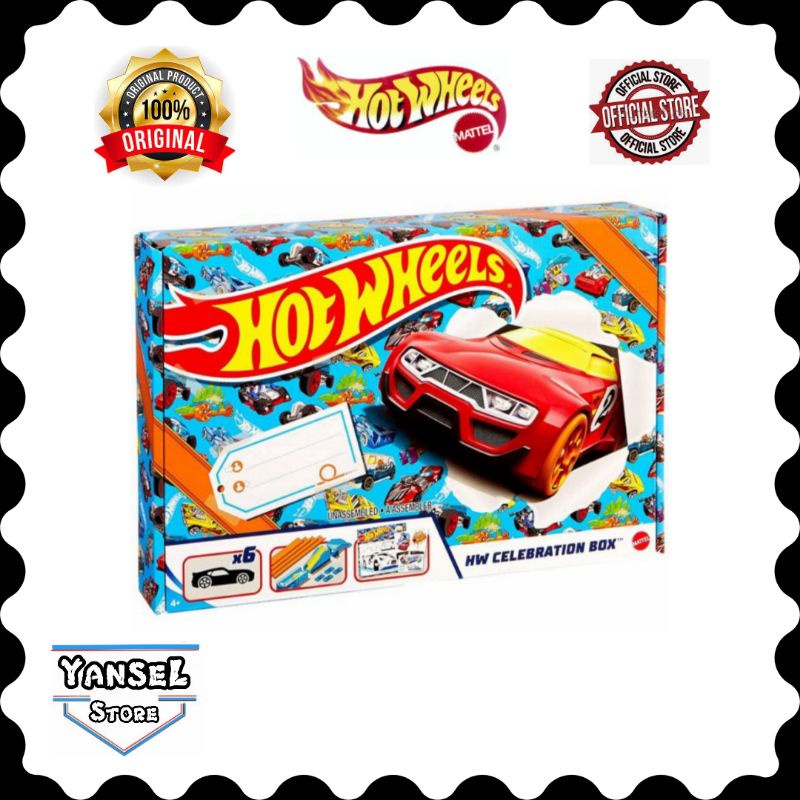 Hot Wheels HW Celebration Box Playset + 6 cars