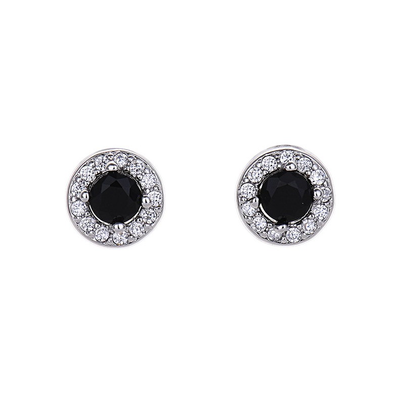 Anting Korea Pesta Tusuk Lapis Emas Putih Chelsea J9107-SMALL 6MM - HITAM