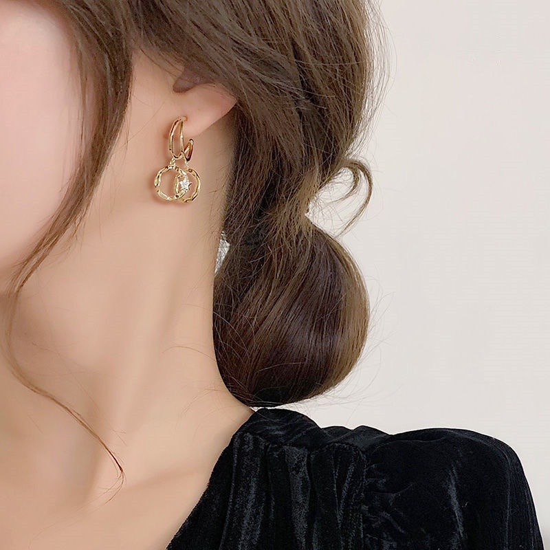 Aksesoris fashion wanita gaya Korea anting bintang cincin ganda sederhana