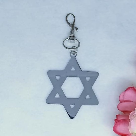 Gantungan Kunci Bintang Daud Dawid Star Of David Aksesoris Souvenir Gift Profetik Mesianik Kristen