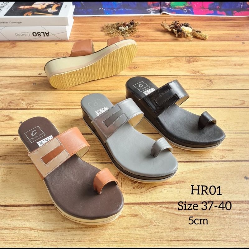 HR  01 Sandal Wedges Wanita ( Terbaru ) 5cm