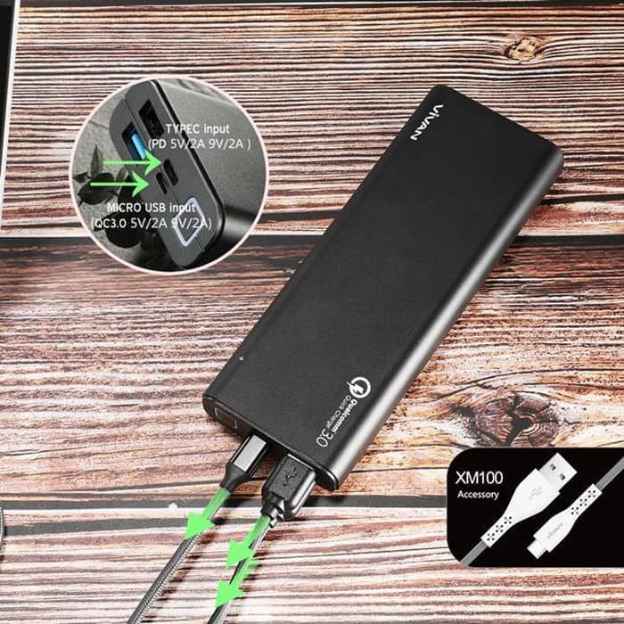 Vivan Powerbank Vpb-P20 20000Mah 2Usb Power Bank Original - Hitam Murah + Gratis Ongkir