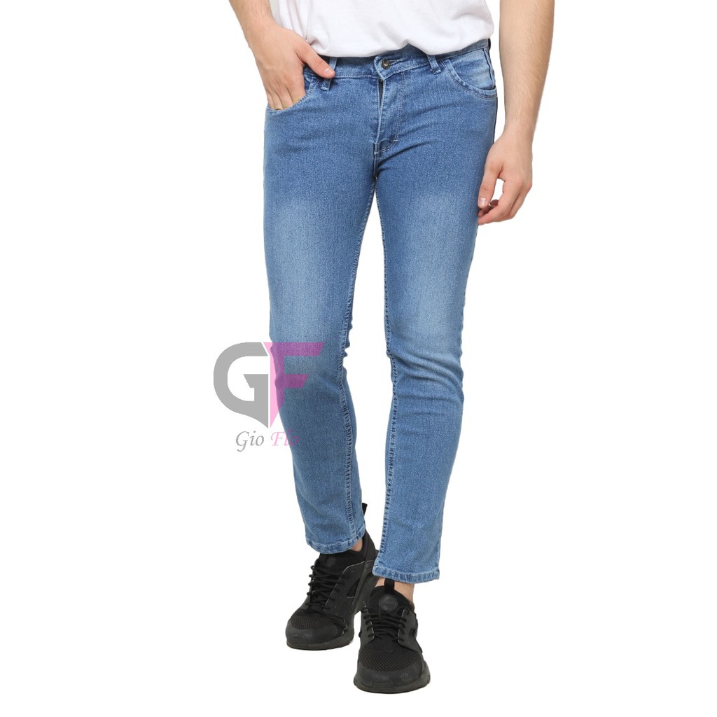 GIOFLO Jeans Cowok Celana Panjang Casual Terbaru Biru Muda / CLN 1014