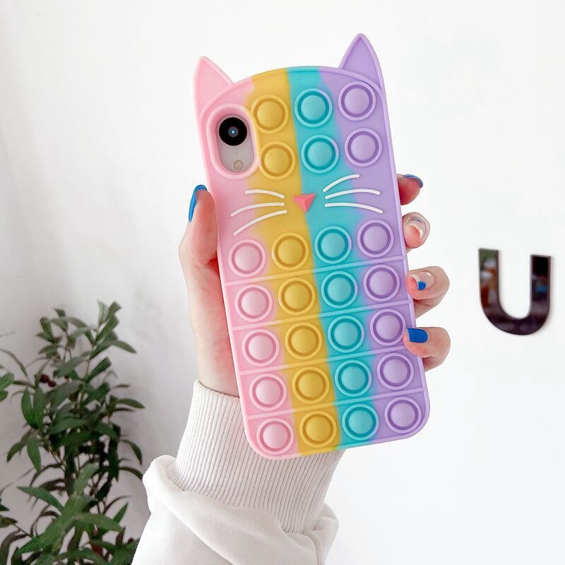 READY Soft Case Samsung A12 Oppo A54 A16 Pop It Kucing Casing Sensory Game Rainbow