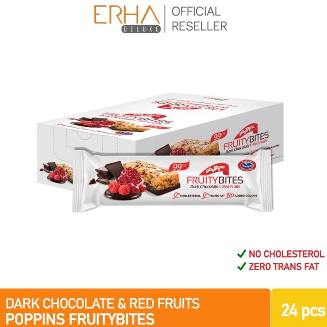 

Poppins Healthy Snack Bar Fruity Bites Dark Chocolate & Red Fruits 24