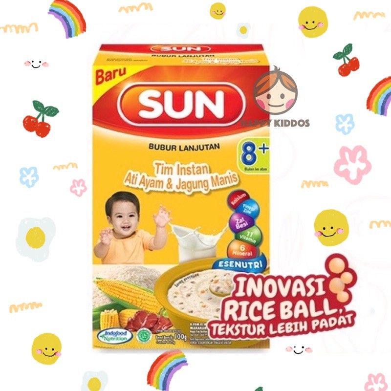 SUN BUBUR LANJUTAN TIM INSTAN ATI AYAM DAN JAGUNG MANIS 100 GRAM/BUBUR BAYI 8 BULAN KE ATAS