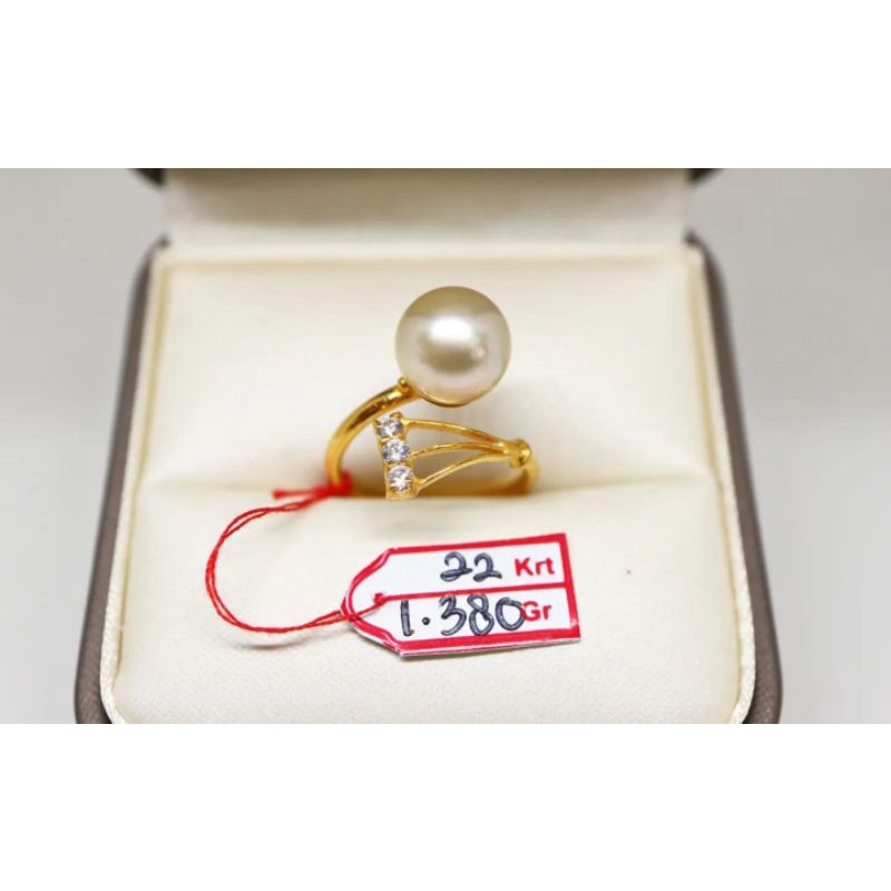 PROMO BERSERTIFIKAT CINCIN EMAS 22KARAT IKAT MUTIARA LAUT ASLI