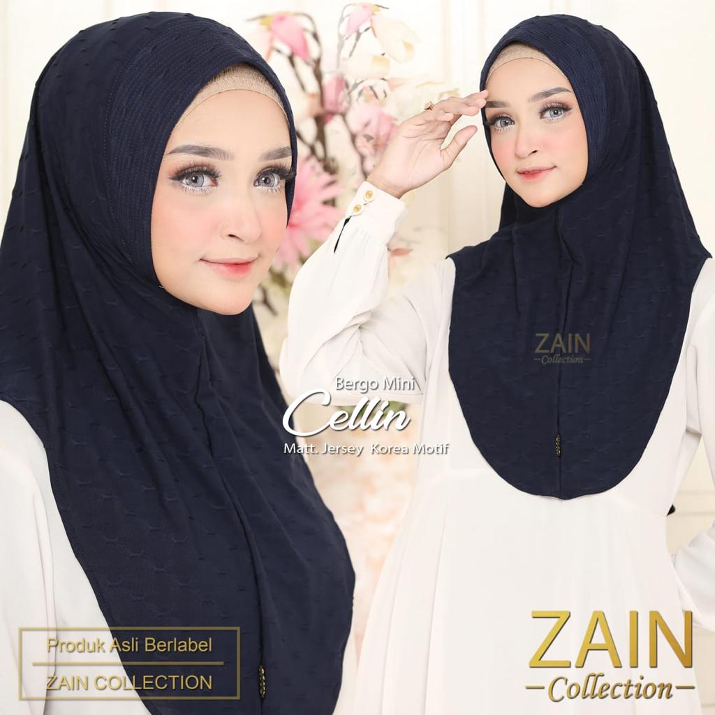 Jilbab Instan Bergo Cellin Jersey Ori Zain Collection-NAVY