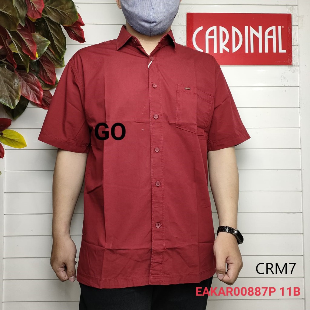 gos  CRM CARDINAL KEMEJA CASUAL Pakaian Atasan Pria Kemeja Reguler Hem Polos Original Lengan Pendek