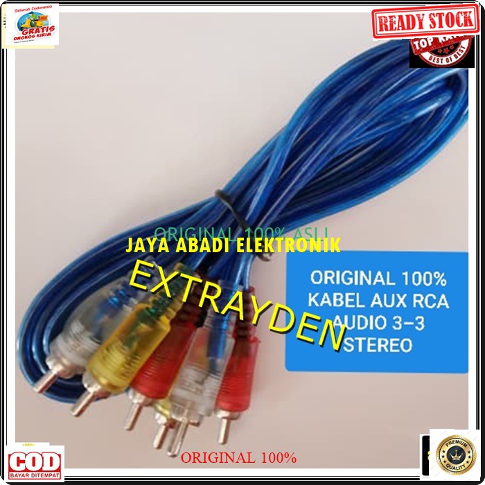 G203 KABEL RCA 1,5M 3 - 3 ORIGINAL kabel rca 1,5 meter audio video sound suara tv dvd stereo jek jack sambungan elektronik elektrik monitor speaker spk musik DLL multi fungsi universal G203  KABEL RCA AUDIO VIDEO 3 - 3 kuning merah biru * Penyambungan Kab