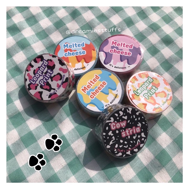 

(Dream) Cute pattern melted cheese and animal print Pet washitape