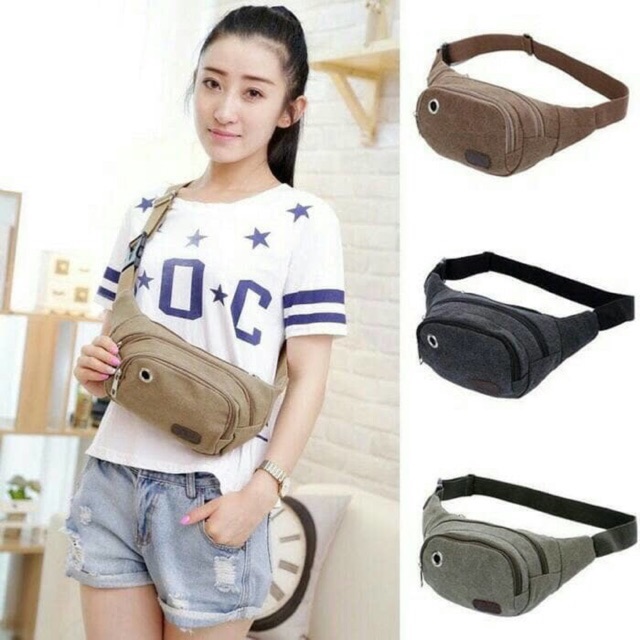 Tas pinggang kanvas / waist bag kanvas import D-series