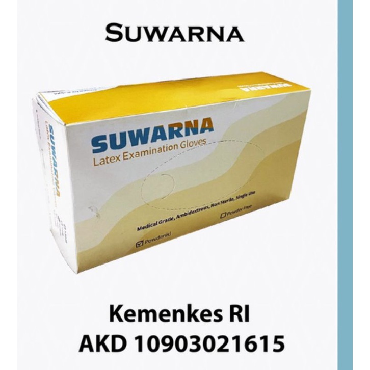 Sarung Tangan Karet Medis Latex Powder 100 pcs merk SUWARNA