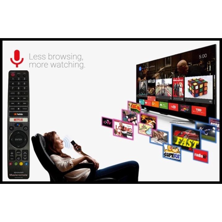 Remot Remote Tv Sharp Smart Tv / Sharp Android Gb346Wjsa Original