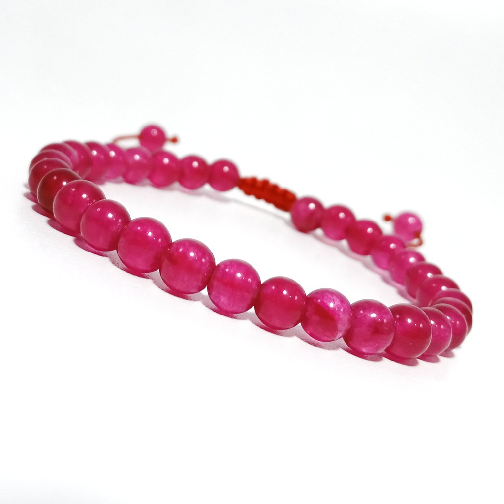 GELANG BATU GIOK PINK 6 MM MODEL TALI SHAMBALA