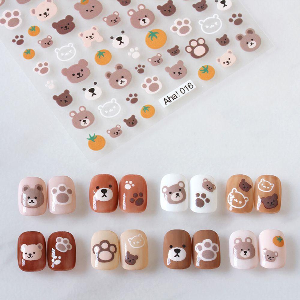 Needway Kartun Stiker Kuku Wanita Gadis Bintang Kelinci Beruang Panda DIY Nail Decals