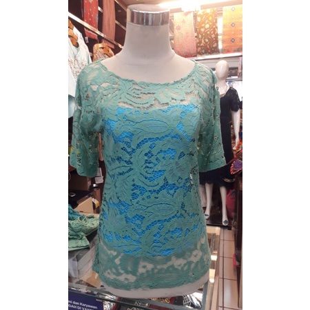 Atasan brukat Hijau tosca