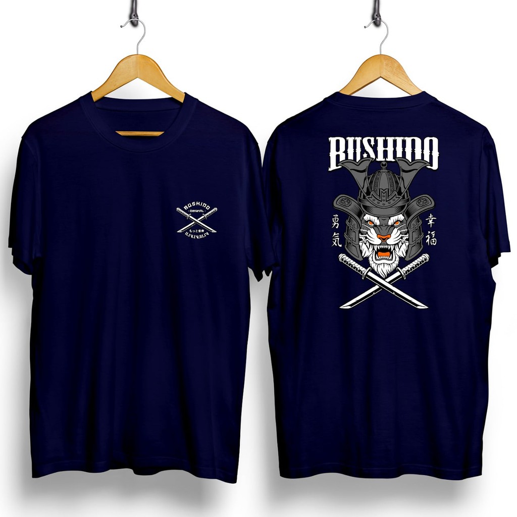  Kaos  Biru Navy Gambar Bushido Slimfit Baju  Distro Pria  