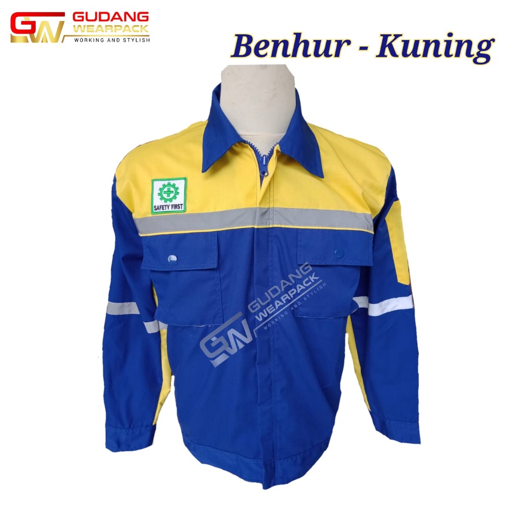 Gudang Wearpack - Baju Kerja Seragam Proyek Warna Benhur Kombinasi Kuning