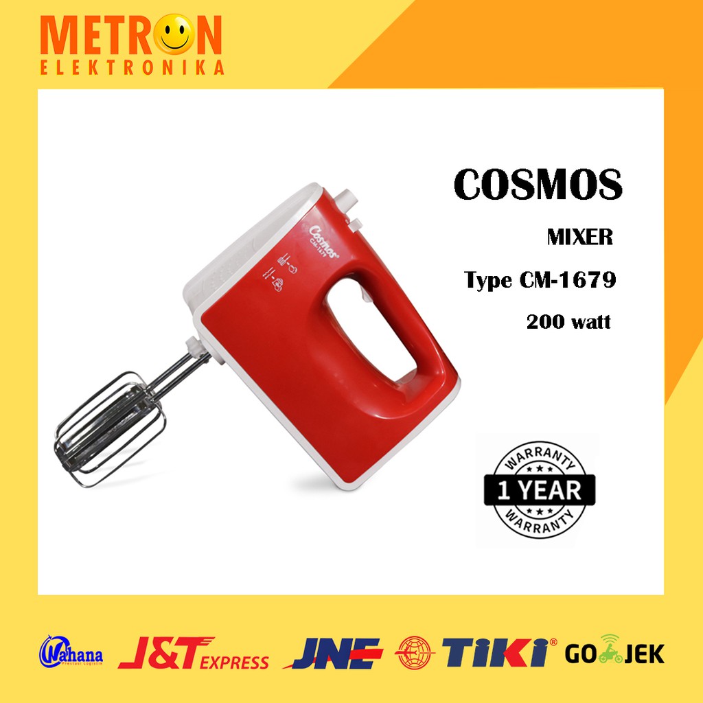 COSMOS CM 1679 / HAND MIXER RED MERAH 5 SPEED 200 WATT / CM1679