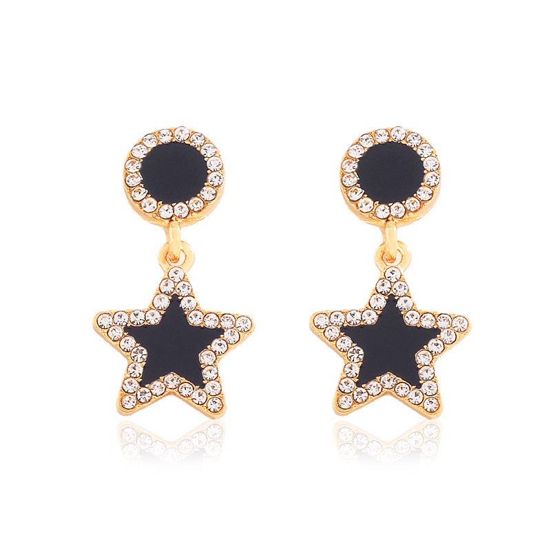 FerenHongXia Anting Hitam Gothic Fashion Black Supernova Elegant model korea