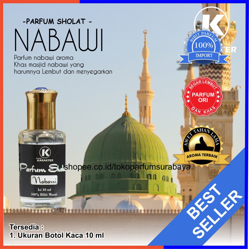 Parfum Sholat Nabawi | Parfum Bibit Murni | Parfum Wangi Arab Kemasan roll 10ml | Bisa Cod